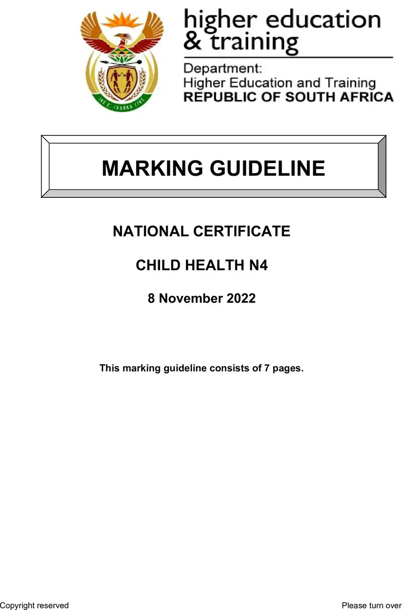 Child Health N4 Nov Memo 2022 Edited