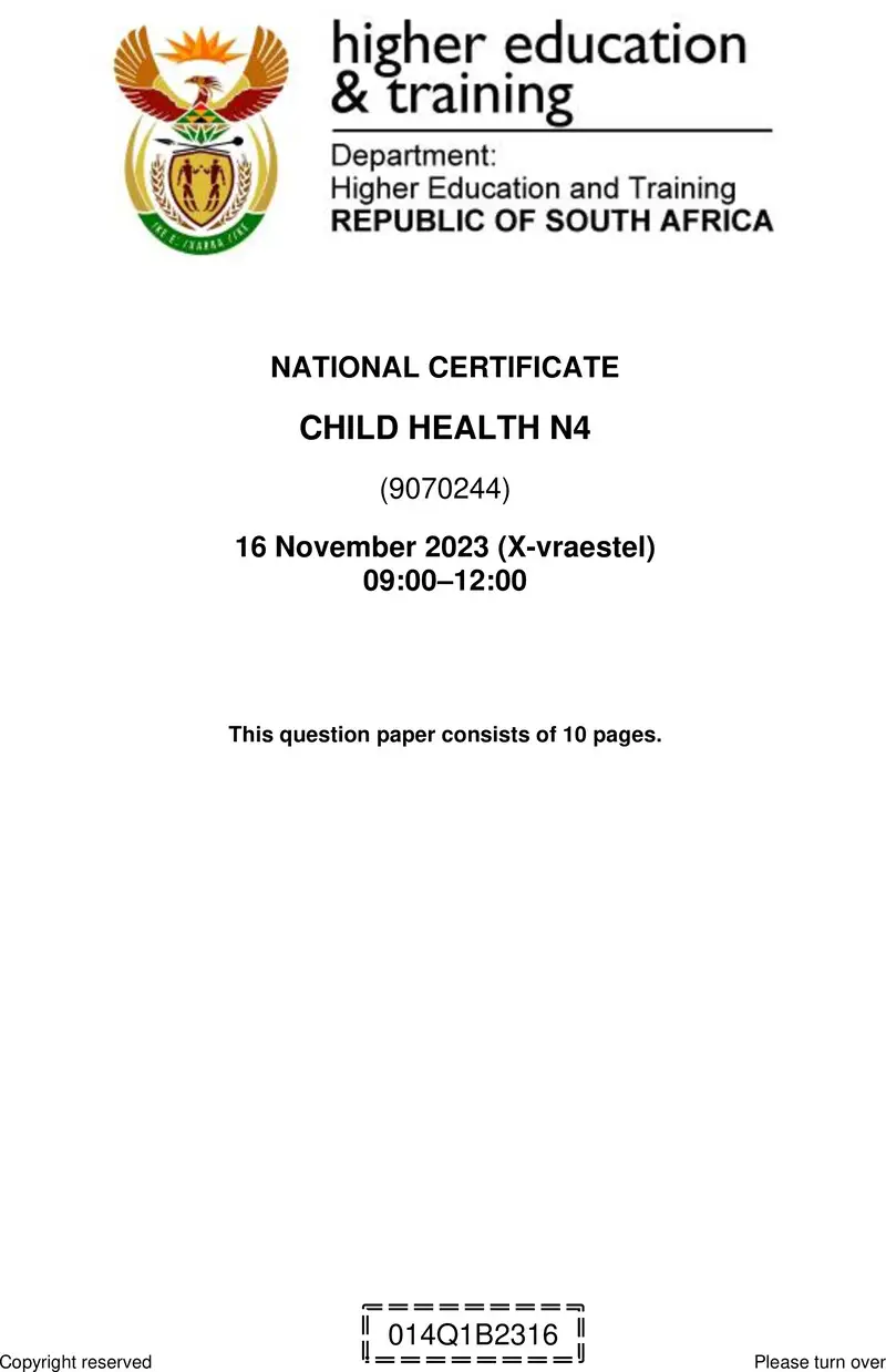 N110 Child Health N4 QP Nov 2023 Edited Gerber