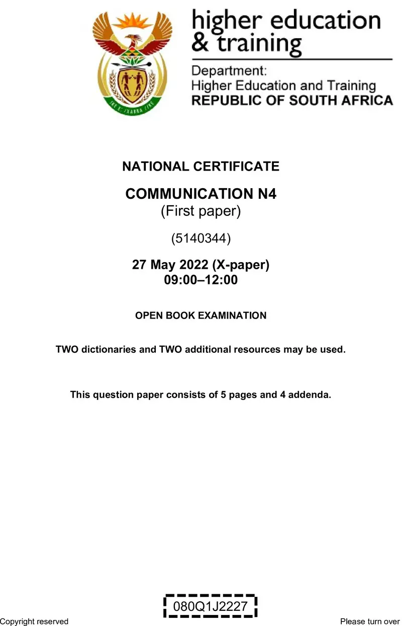 Communication N4 P1 QP June 2022