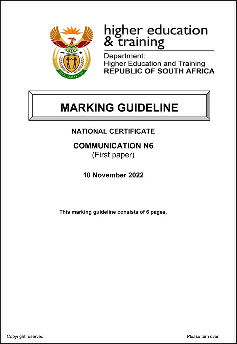 Communication N6 P1 Memo Nov 2022