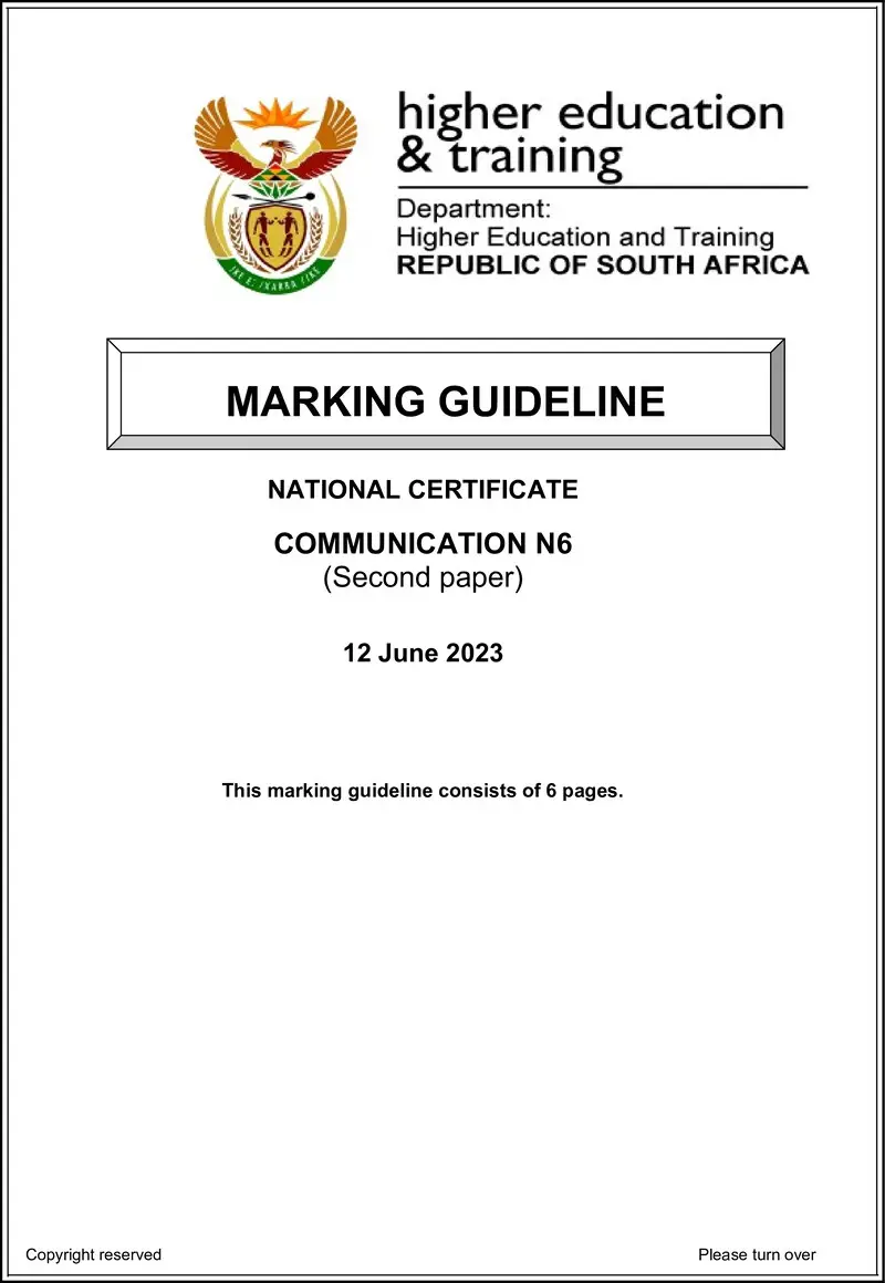 Communication N6 P2 Memo June 2023