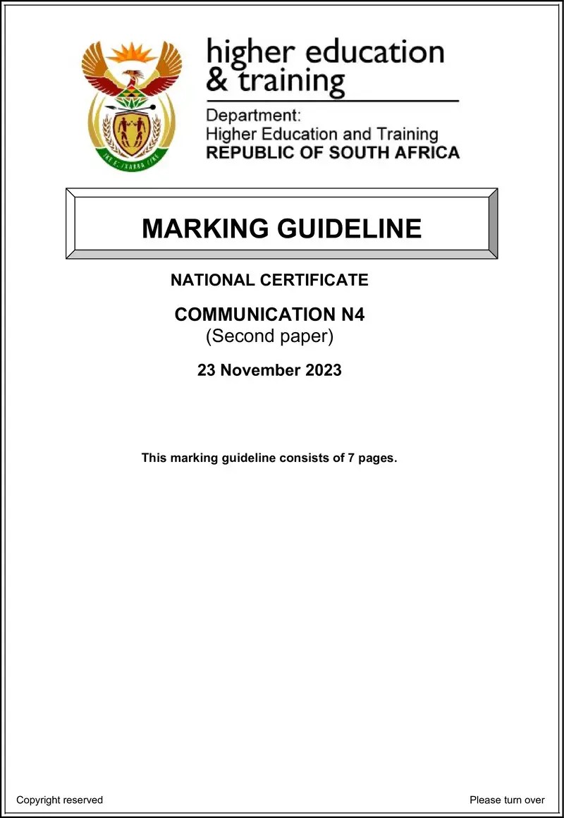 N160 Communication N4 P2 Memo Nov 2023