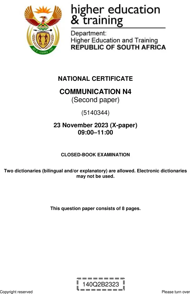 N160 Communication N4 P2 QP Nov 2023