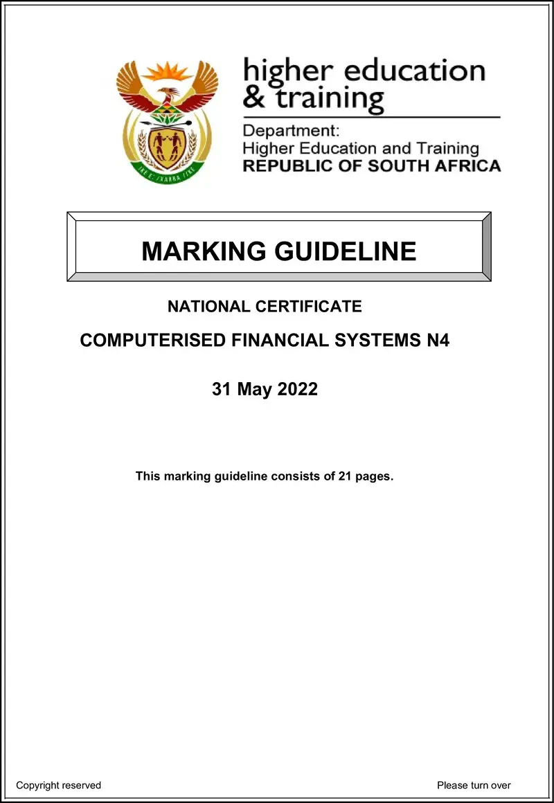 Computerised Financial Systems N4 Memo June 2022 Edited