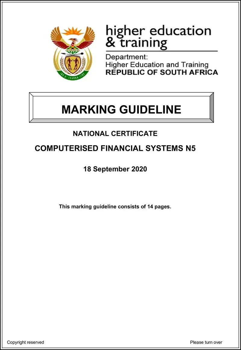 Computerised Financial Systems N5 Memo June 2020