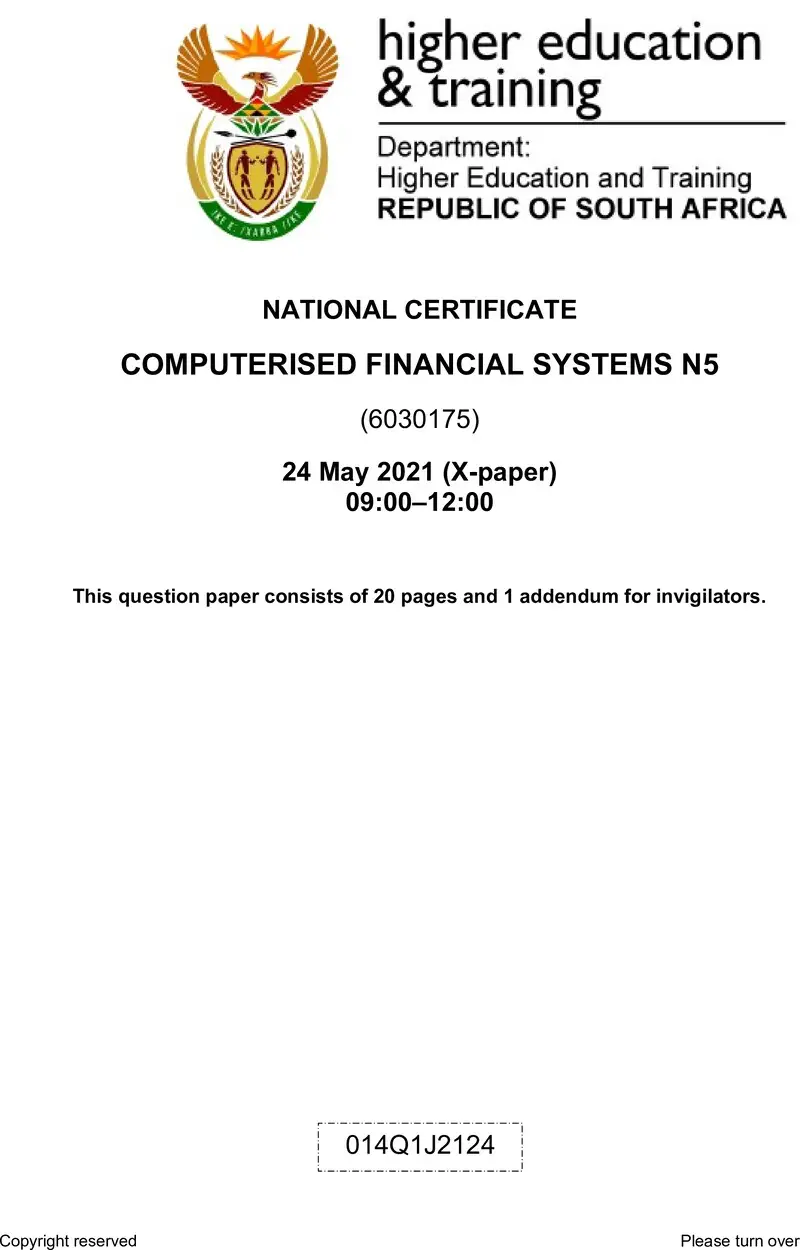 N250 Computerised Financial Systems N5 QP June 2021