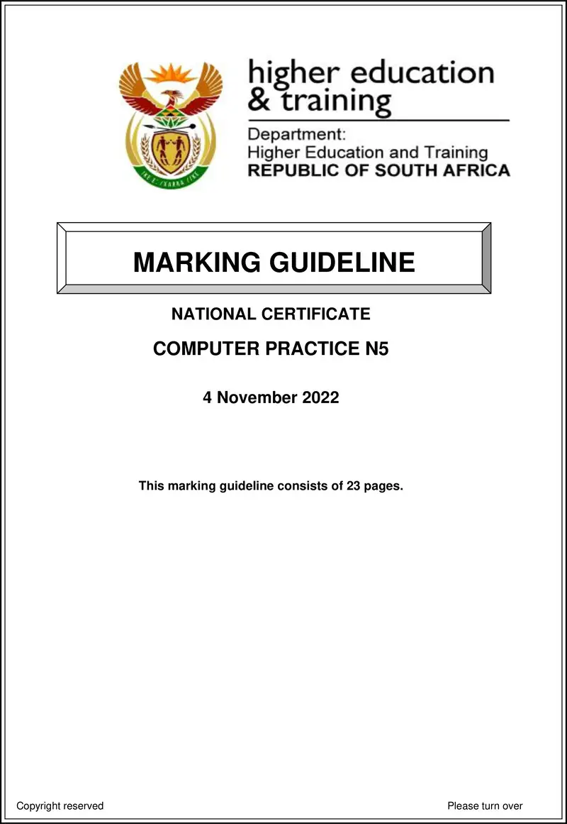 Computer Practice N5 Memo Nov 2022