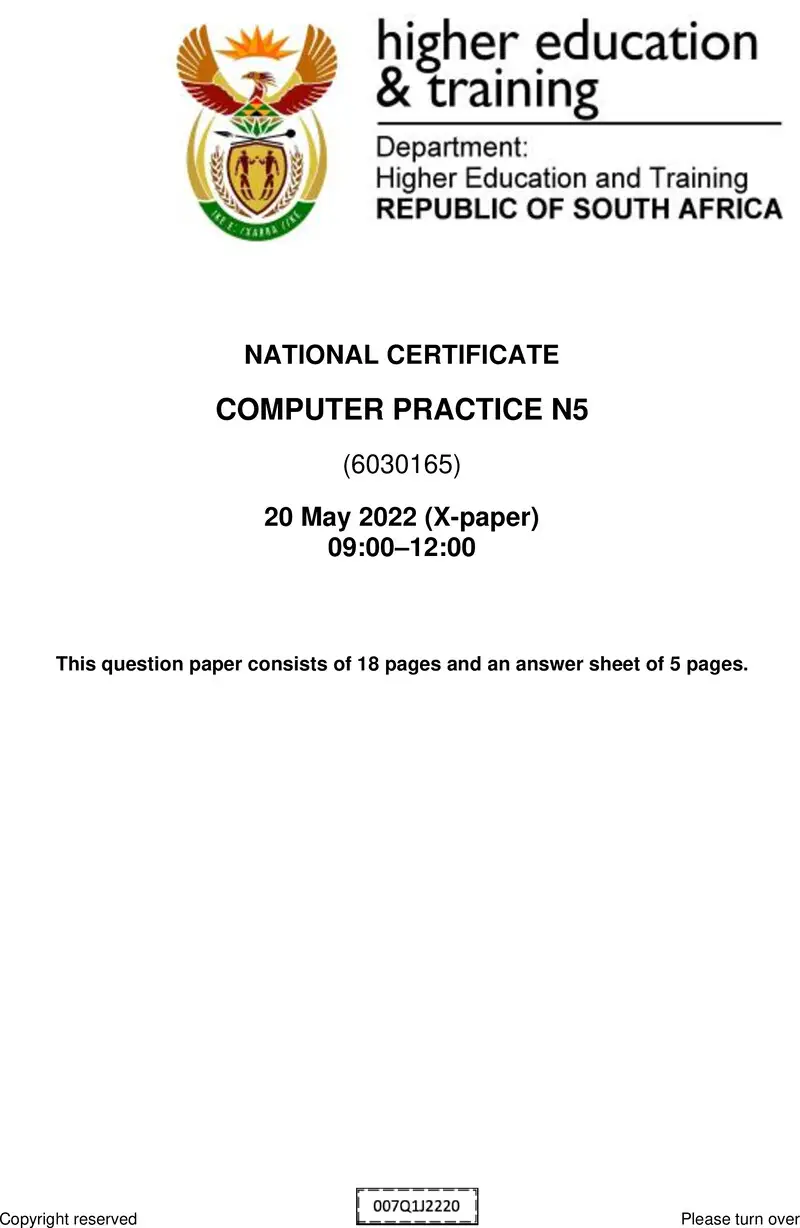 Computer Practice N5 QP June 2022