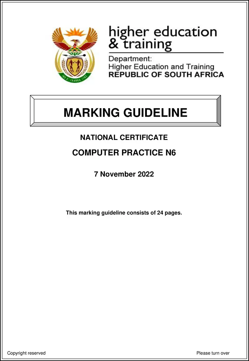 Computer Practice N6 Nov Memo 2022