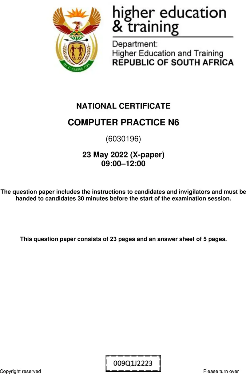 Computer Practice N6 QP June 2022