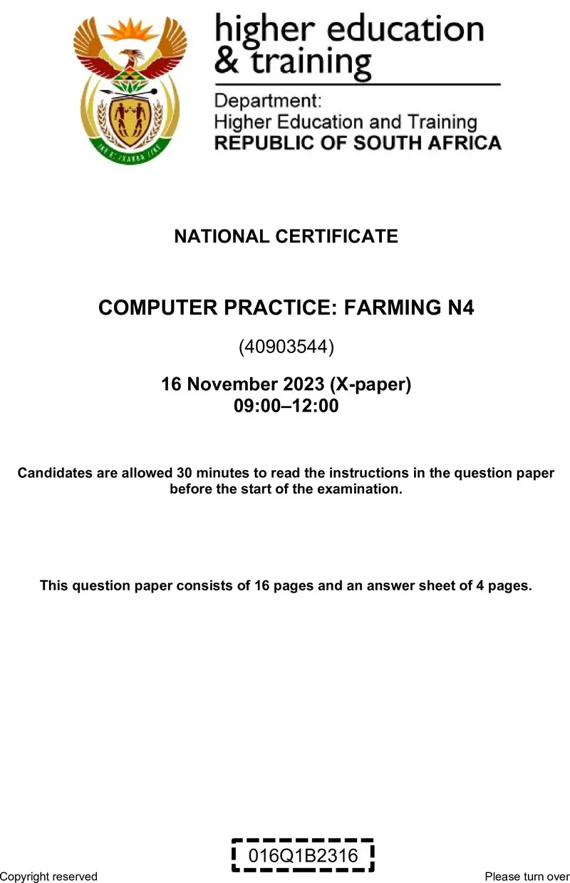 N Computer Practice Farming N4 QP Nov 2023 De Jager T preview