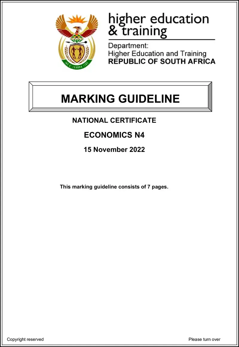 Economics N4 Memo Nov 2022
