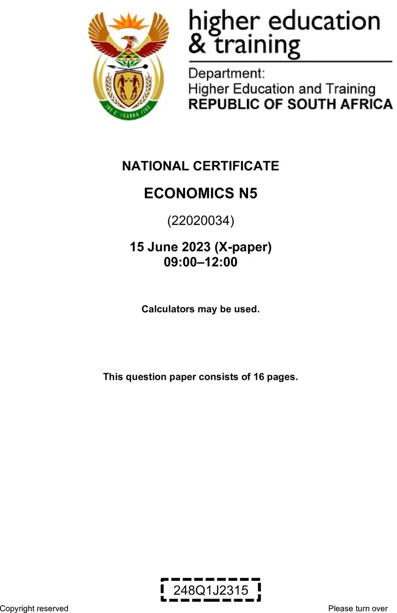 Economics N5 QP June 2023