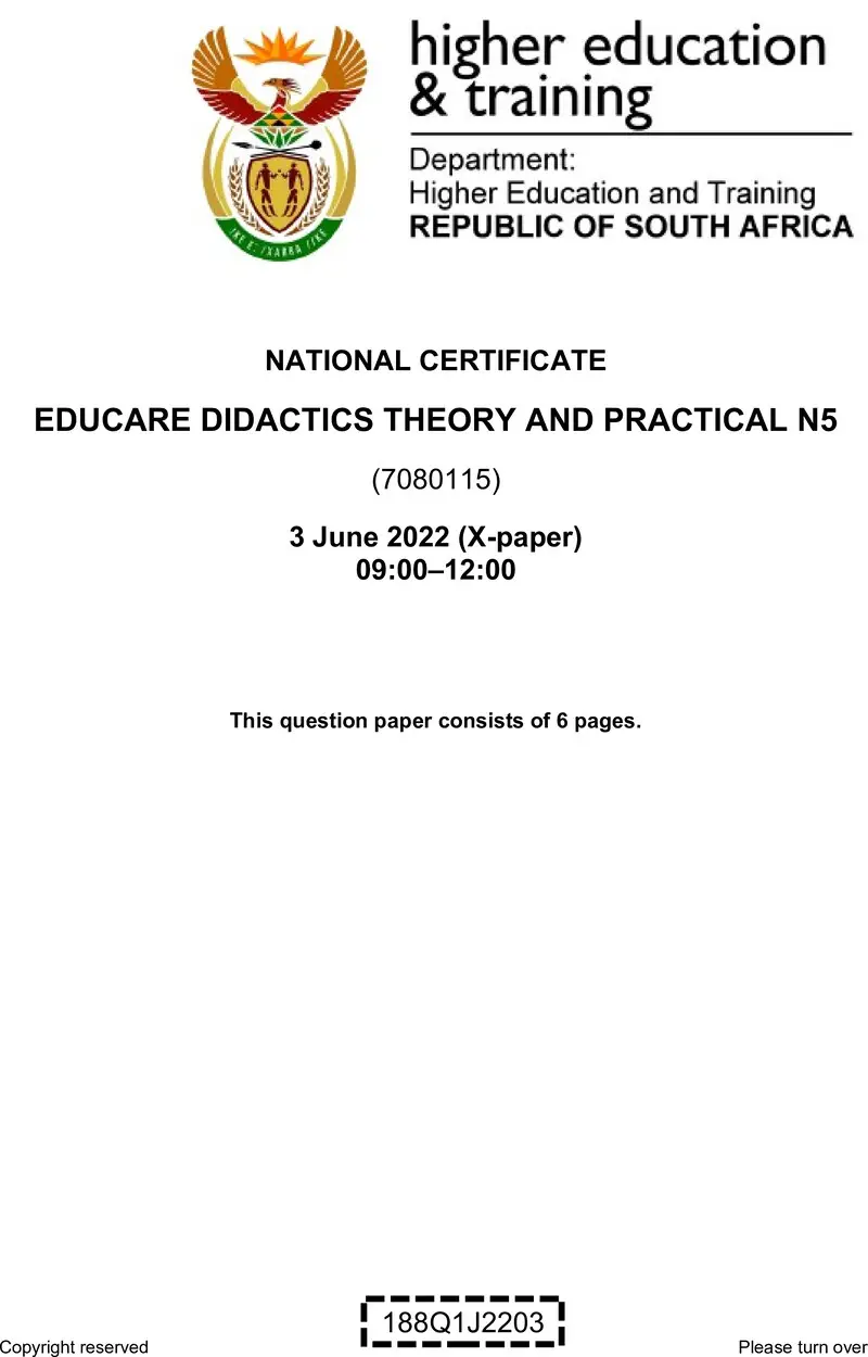 Educare Didactics Theory And Practical N5 QP June 2022