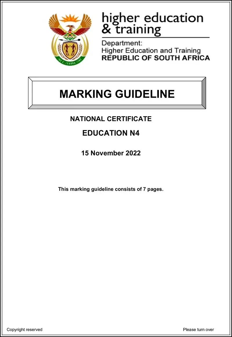 Education N4 Nov Memo 2022