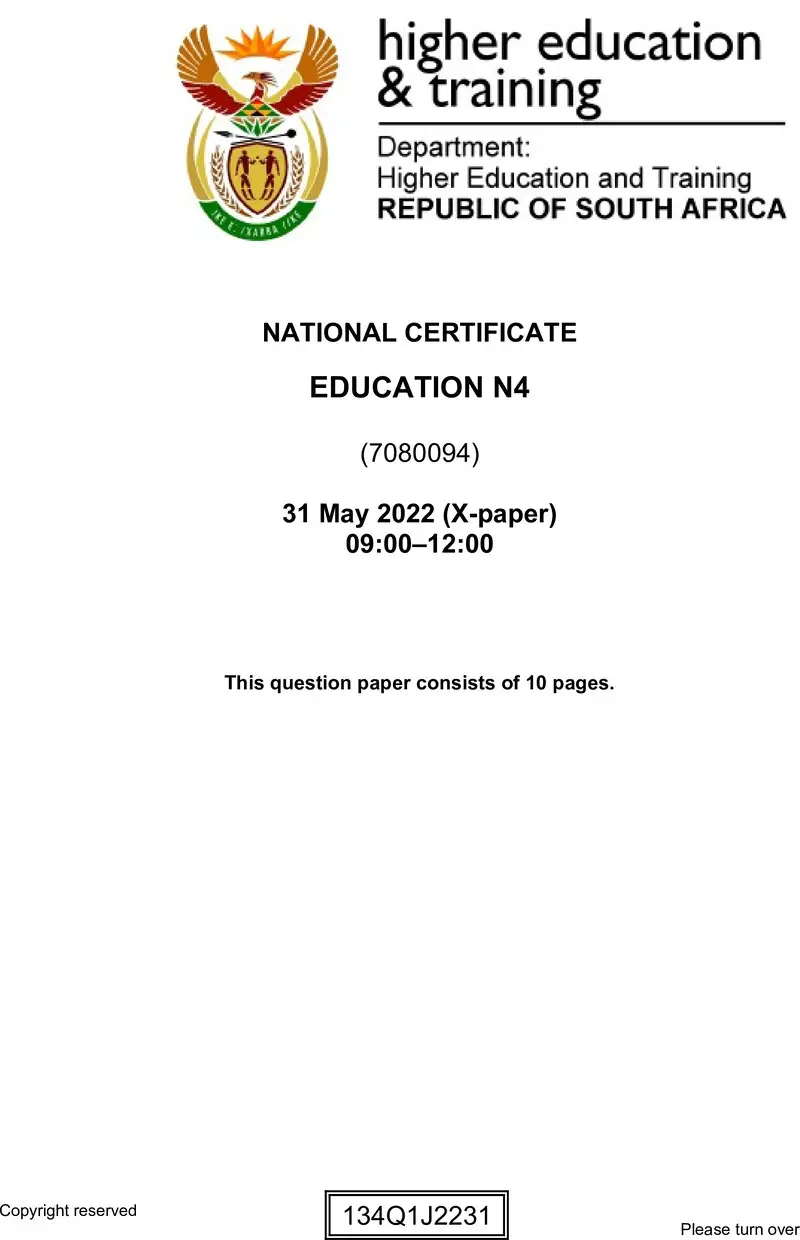 Education N4 QP June 2022 Watson