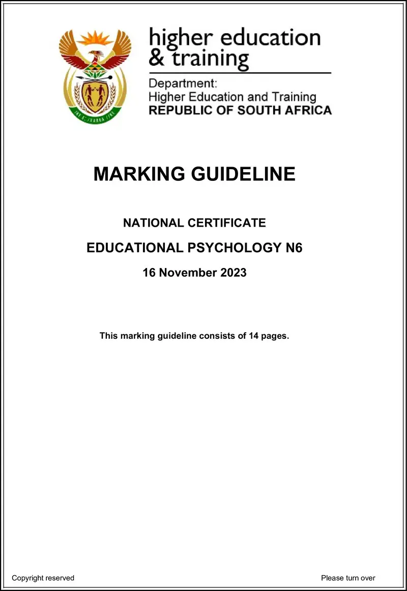 N430 Educational Psychology N6 Memo Nov 2023