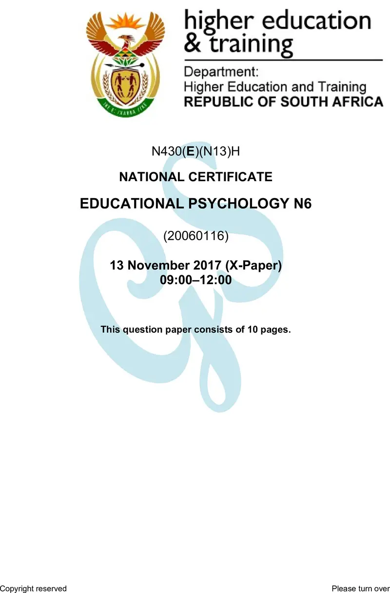 N430 Educational Psychology N6 Nov QP 2017 Edited