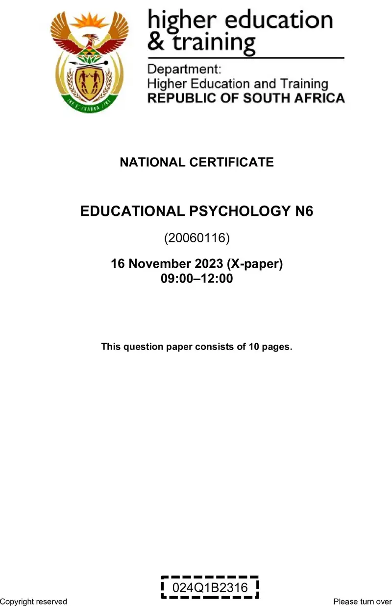 N430 Educational Psychology N6 QP Nov 2023 Final Van Zyl E