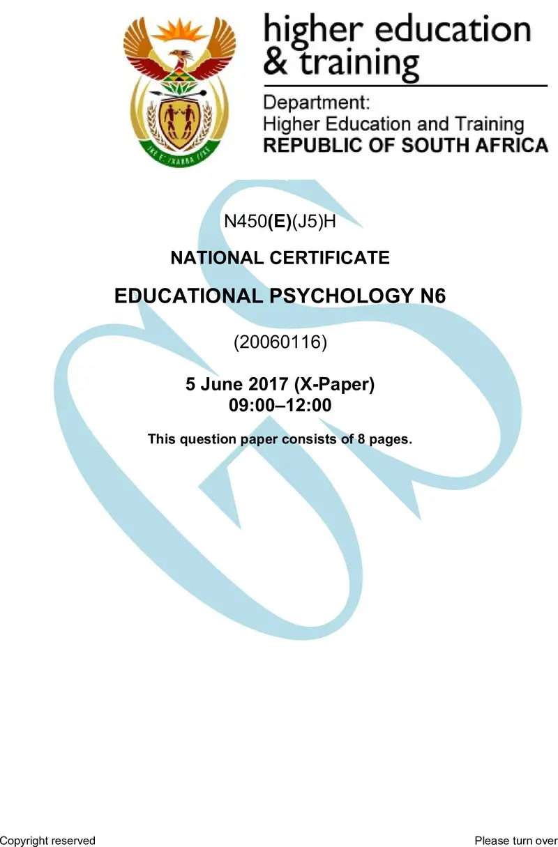 N450 Educational Pscychology N6 QP June 2017 preview
