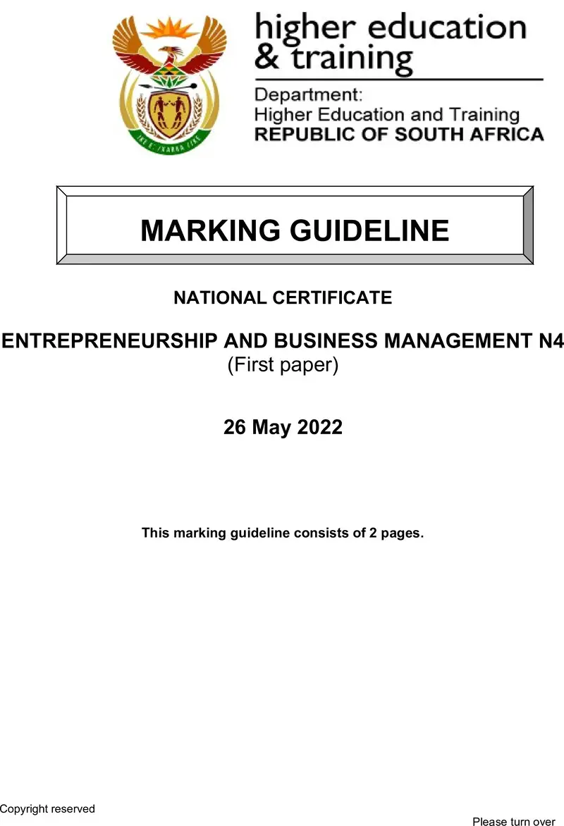 And Business Management N4 P1 MEMO June 2022 Edited preview
