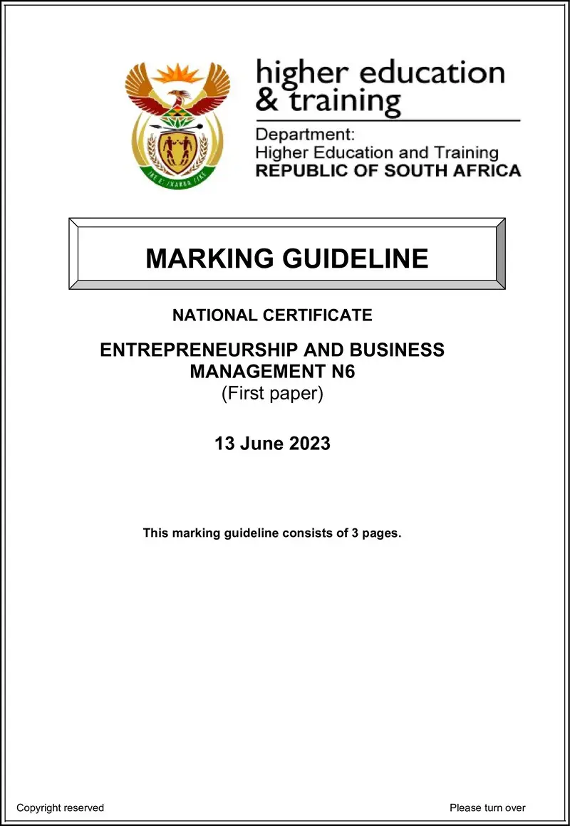 And Business Management N6 P1 MEMO Jun 2023 Edited preview