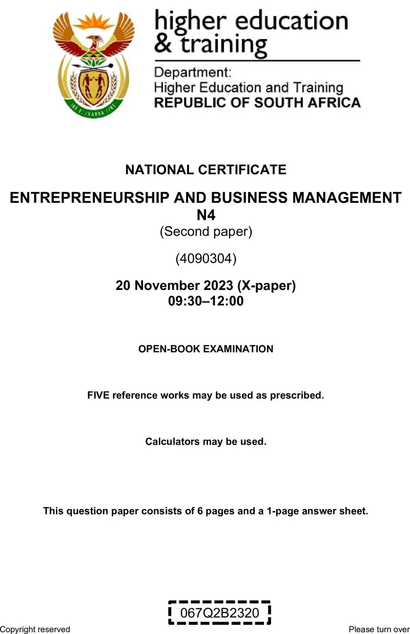 N450 Entrepreneurship And Business Management N4 QP P2 Nov 2023 Edited Gerber