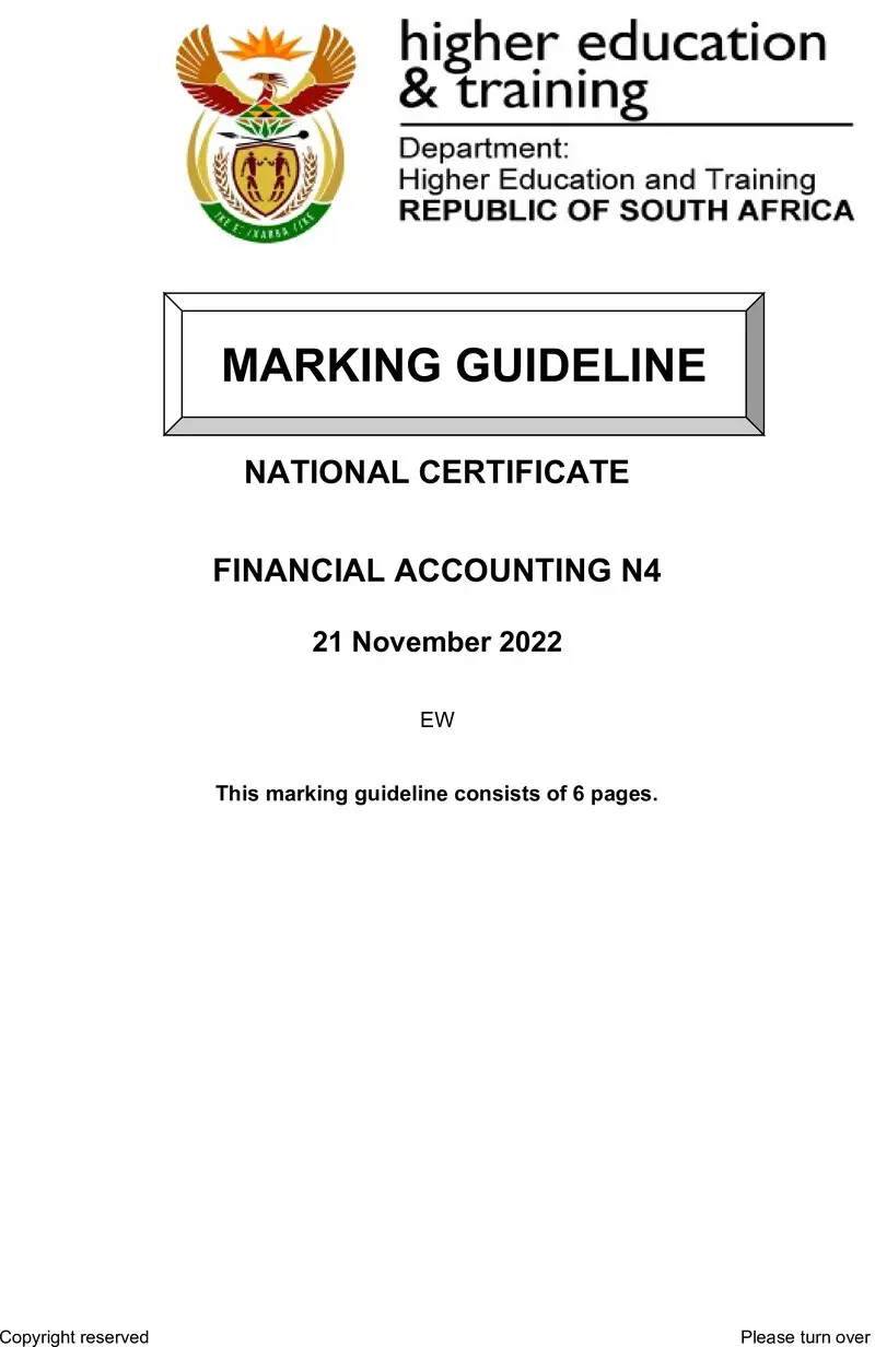 Financial Accounting N4 Nov Memo 2022 Edited