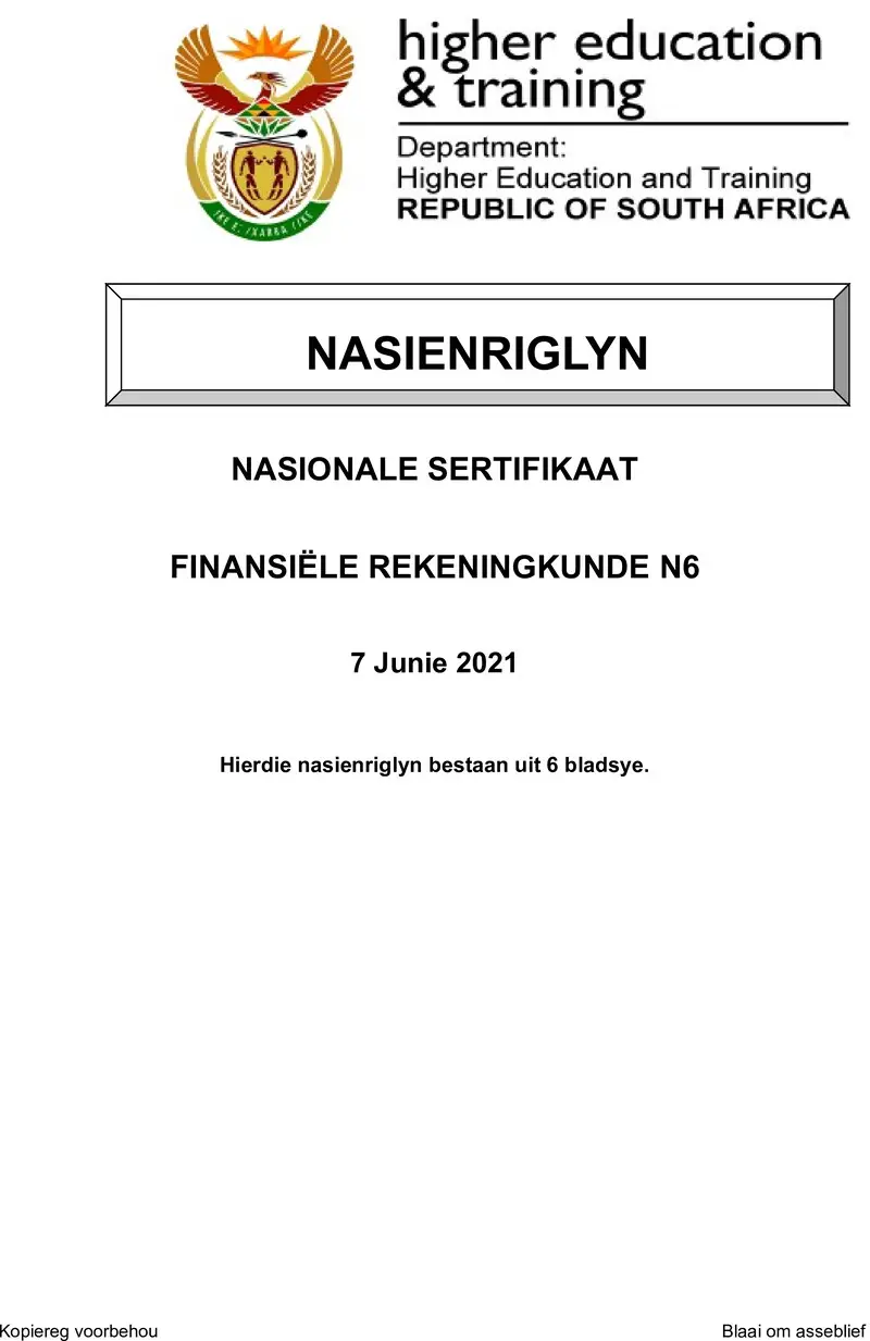 Financial Accounting N6 June Memo 2021 Afr
