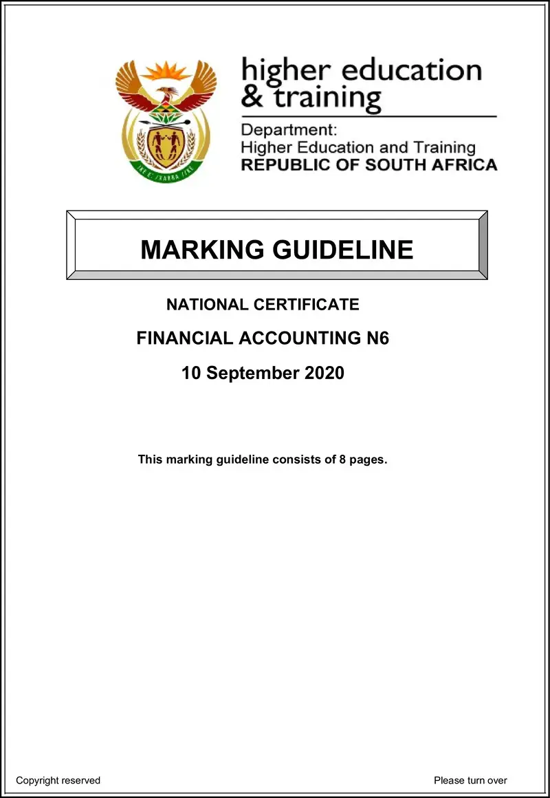 Financial Accounting N6 Memo June 2020