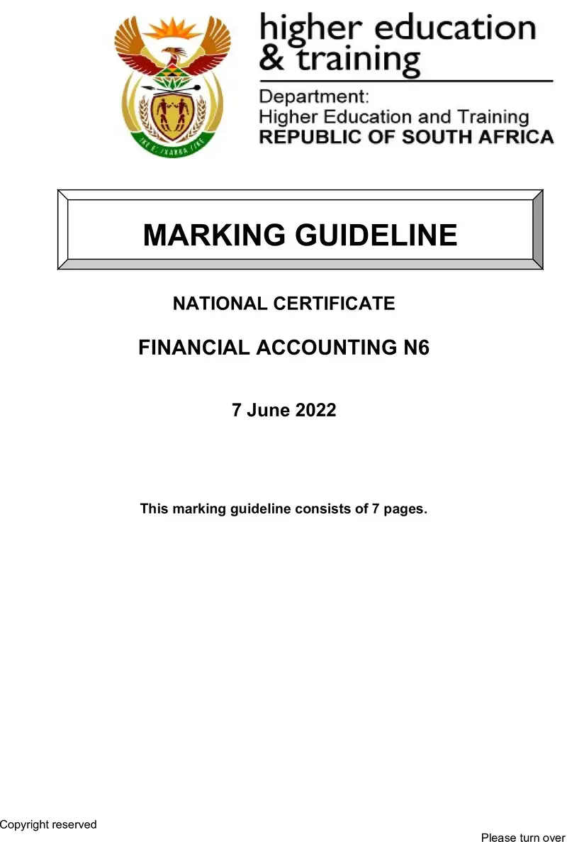 Financial Accounting N6 Memo June 2022