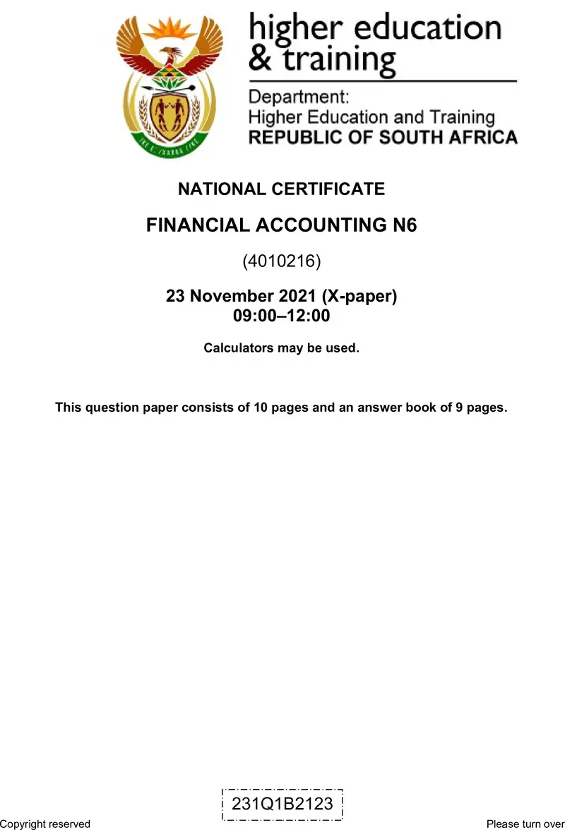 Financial Accounting N6 QP Nov 2021