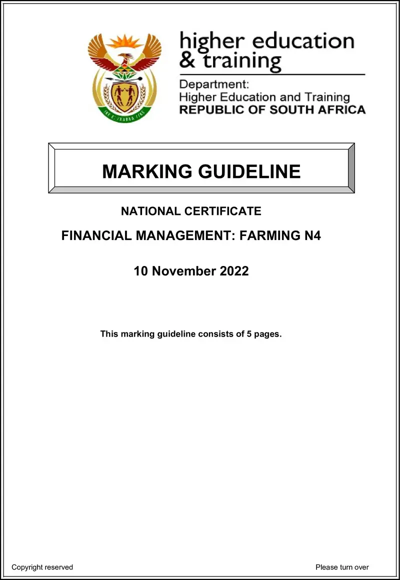 Financial Management Farming N4 Nov Memo 2022 Edited