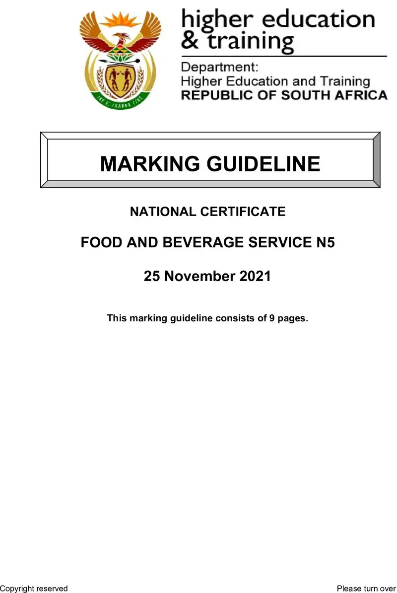 Food And Beverage Service N5 Mg Nov 2021