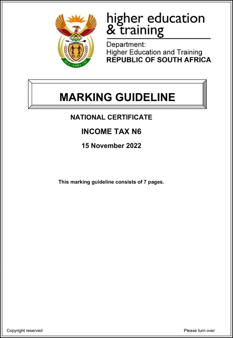 Income Tax N6 Memo Nov 2022