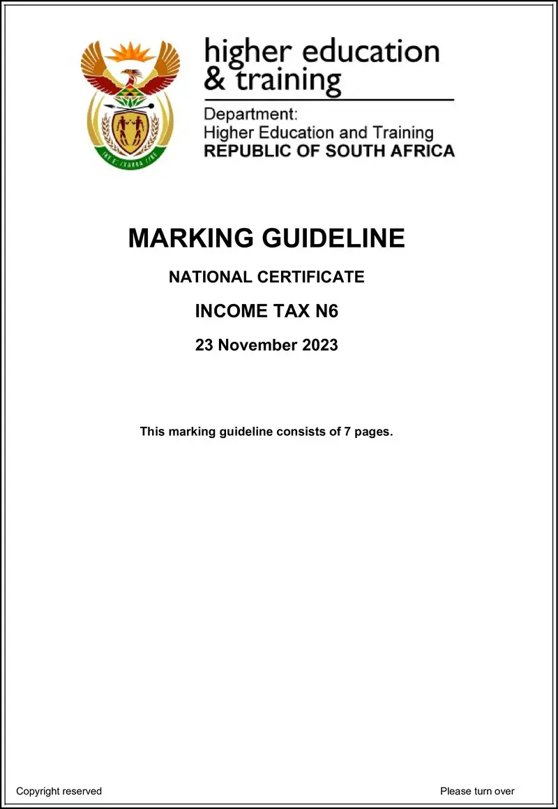 N660 Income Tax N6 Memo Nov 2023