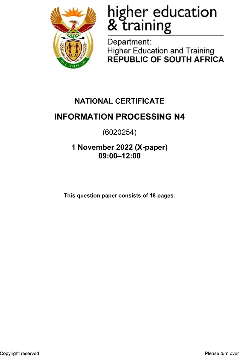 Information Processing N4 QP Nov 2022