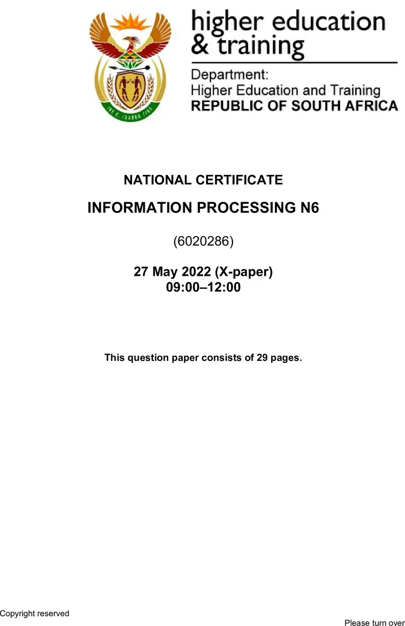 Information Processing N6 QP June 2022