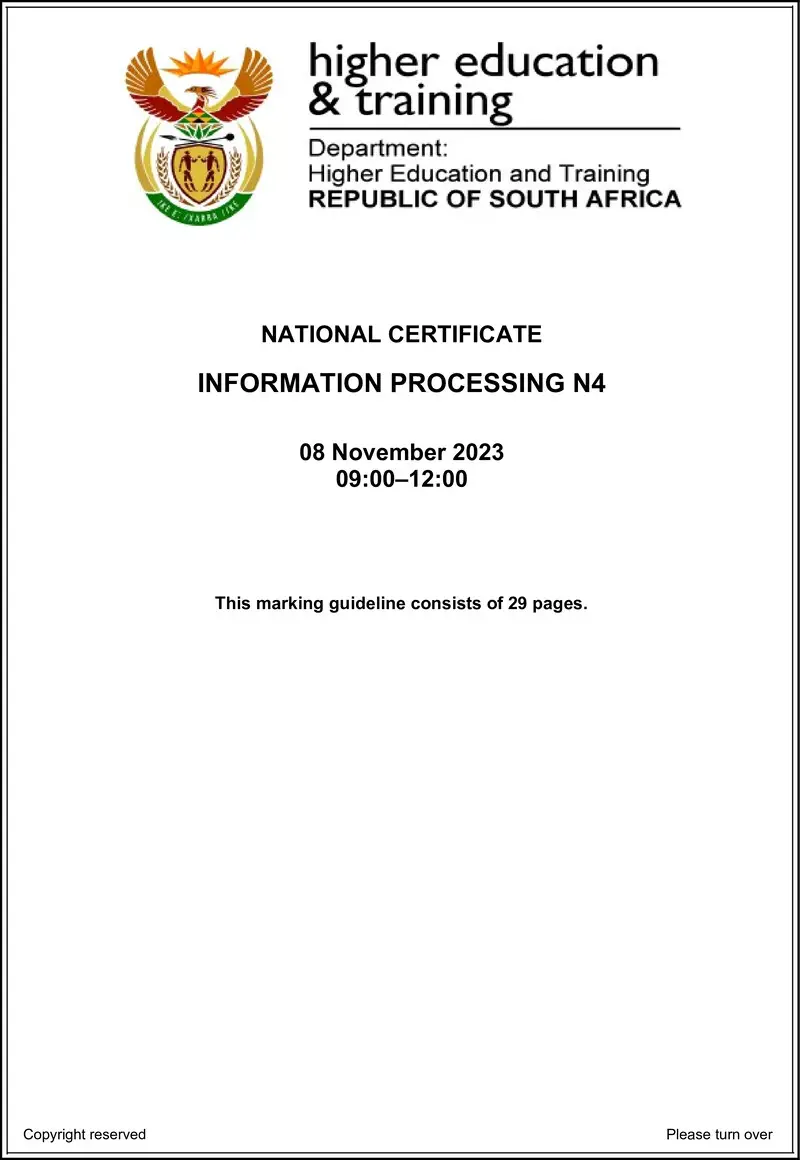 N670 Information Processing N4 Nov Memo 2023