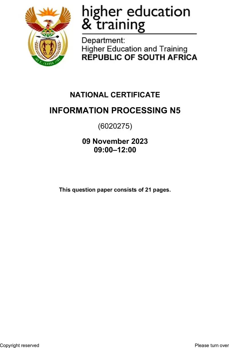 N680 Information Processing N5 QP Nov 2023