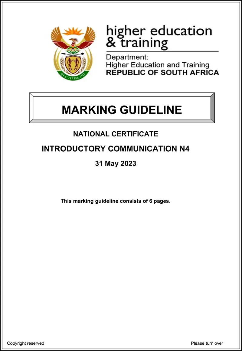 Introductory Communication N4 June Memo 2023