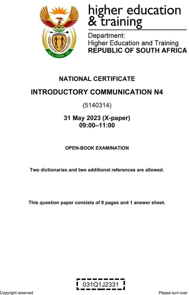 Introductry Communication N4 June QP 2023 Watson