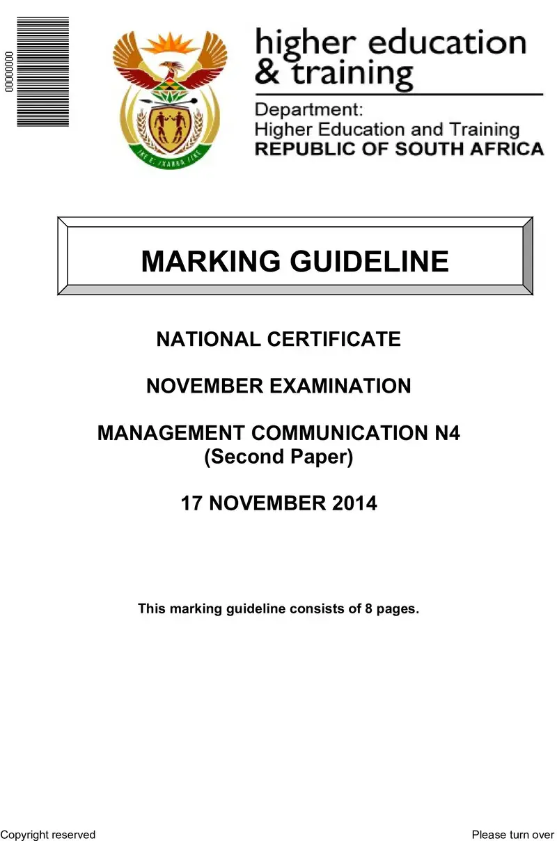 Management Communication N4 P2 Nov 2014 Memo