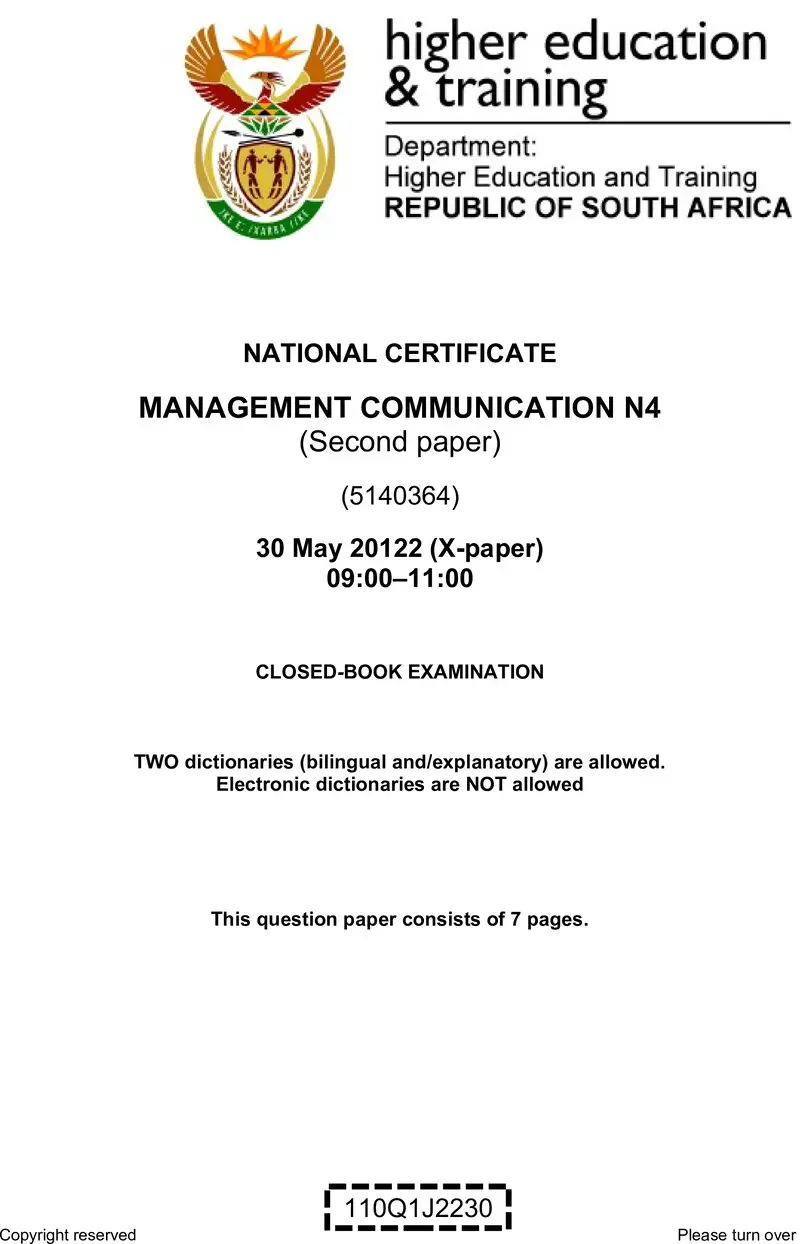 Management Communication N4 P2 QP June 2022
