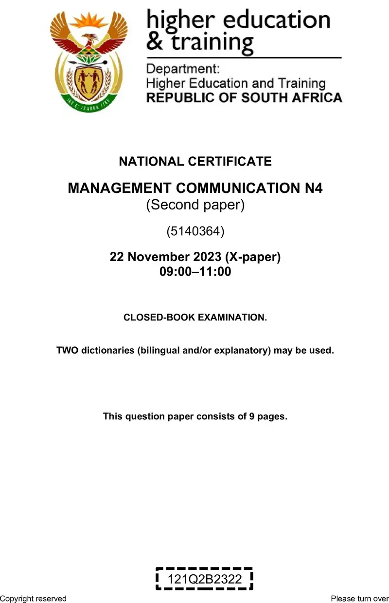 N1020 Management Communication N4 P2 QP Nov 2023
