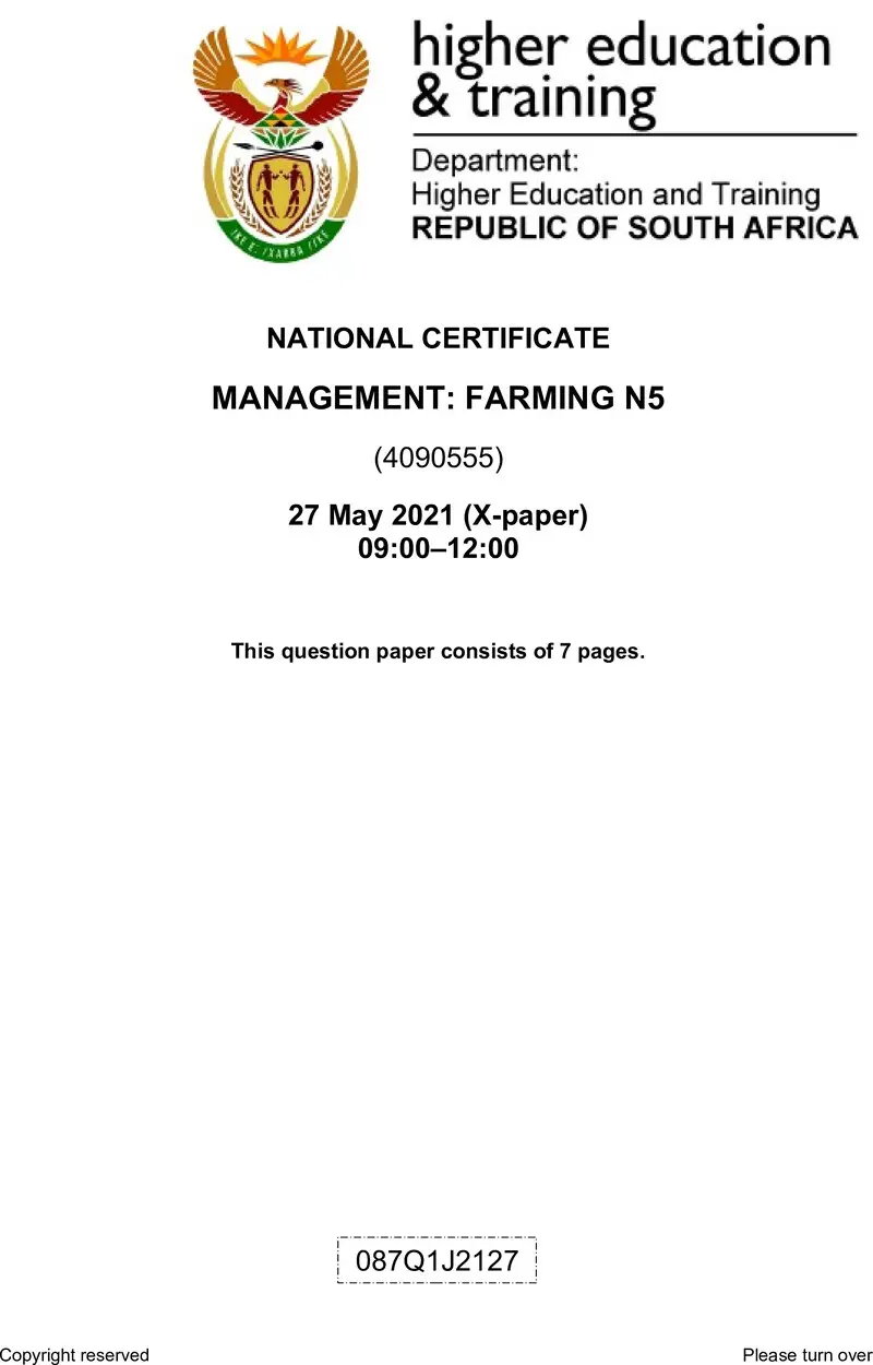 Farming N5 QP June 2021 preview