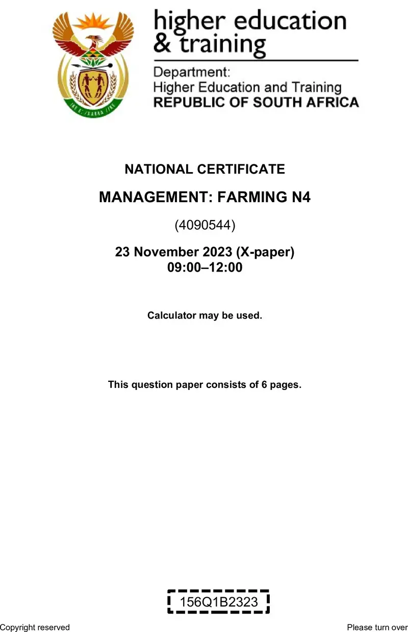 N1030 Management Farming N4 Nov QP 2023 Edit Old Posthumus