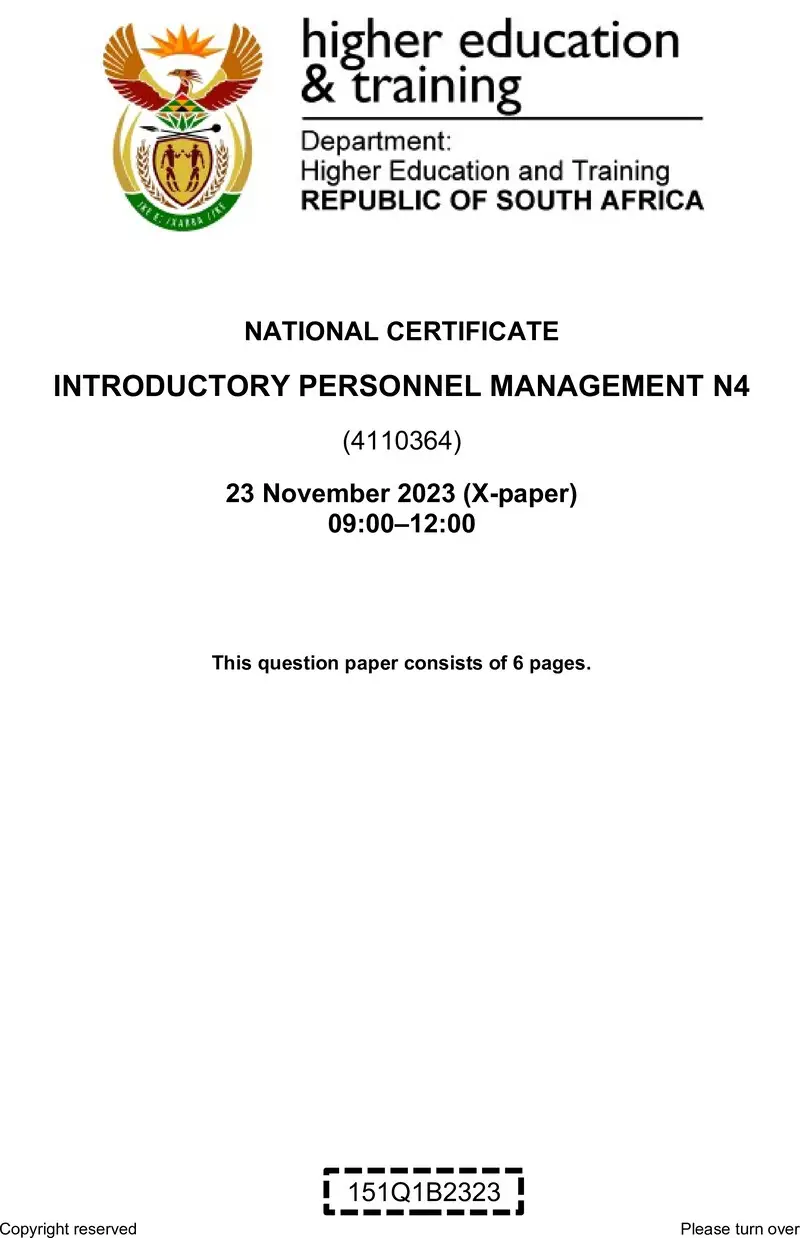 N870 Introductory Personnel Management N4 QP Nov 2023 Edited Fopma