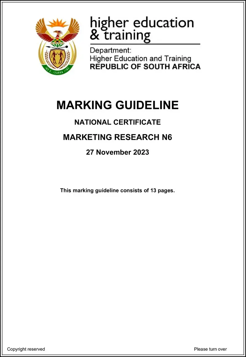 N1090 Marketing Research N6 Nov Memo 2023 Edited