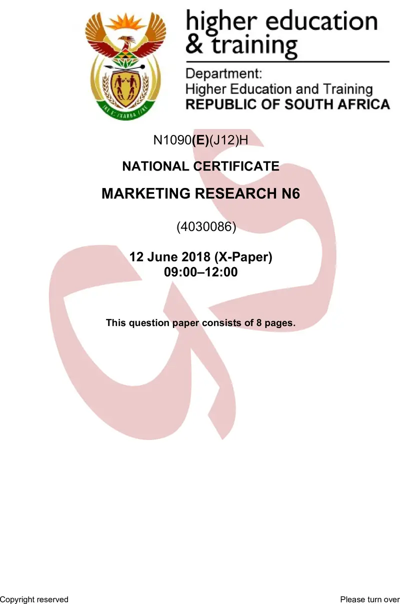 N1090 Marketing Research N6 QP June 2018